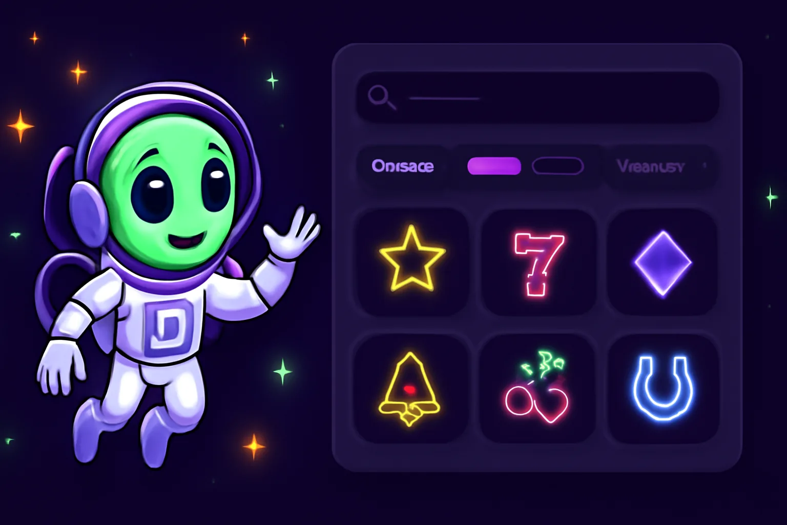 Catálogo de juegos de Alf Casino con barra de búsqueda, filtros por categoría y control de volatilidad