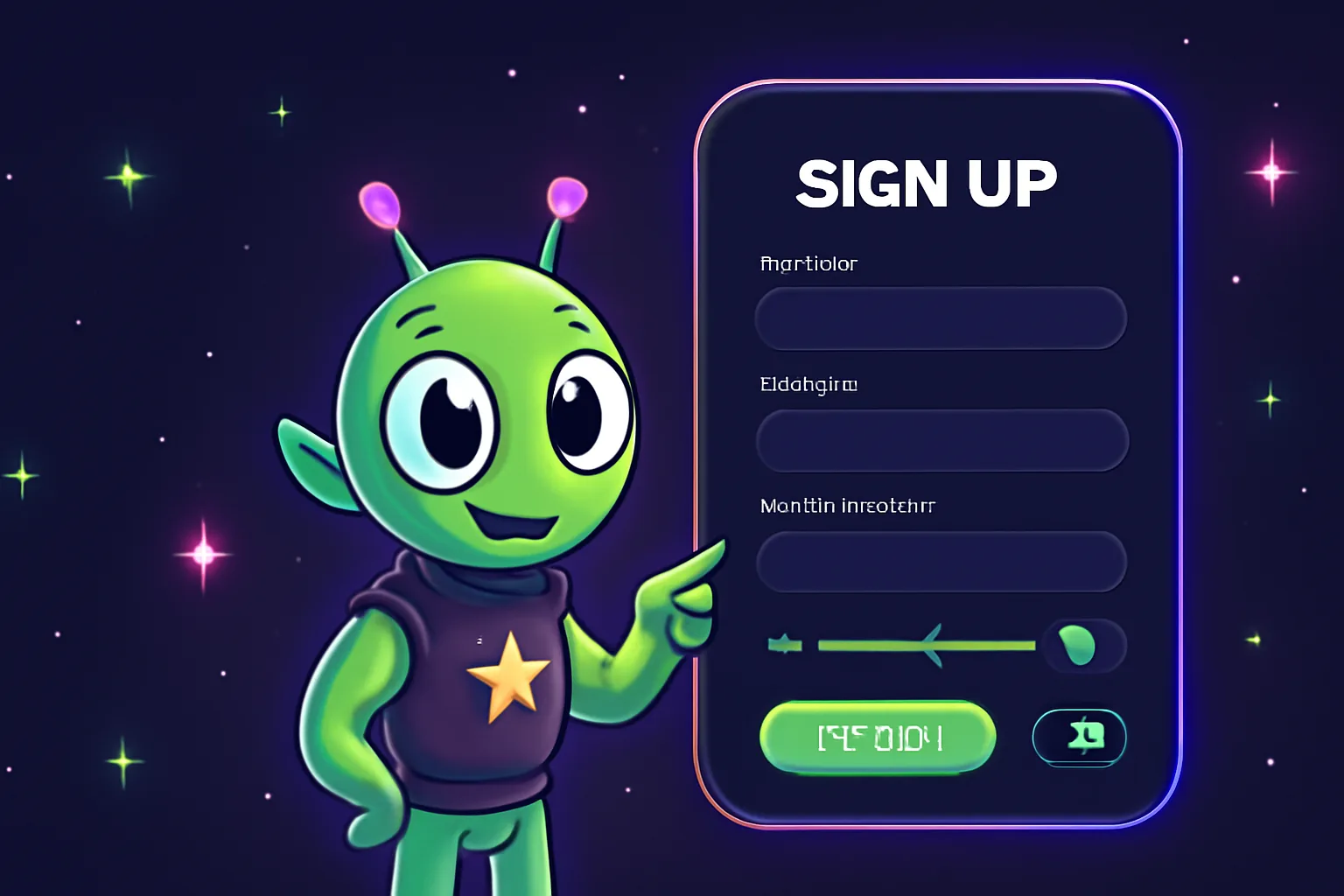 Formulario de registro de cuenta en Alf Casino con barra de progreso y opciones activables